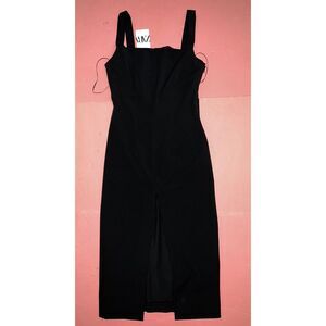 NWT Zara M Business DRESS Black Sundress Slit Work
